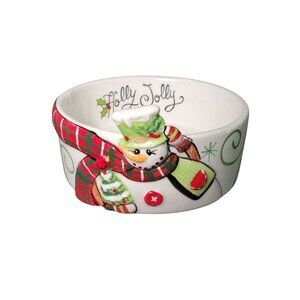 Fitz And Floyd Holly Jolly Hat Snowman Bowl Handcrafted Ceramic Holiday Decor 5